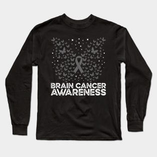 Brain Cancer Awareness Brain Cancer Butterfly Long Sleeve T-Shirt